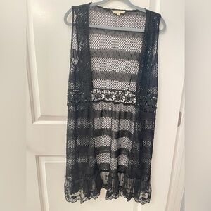 Entro Black Mesh Lace Duster cardigan